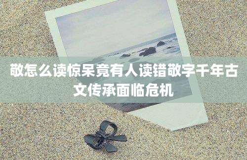 敬怎么读惊呆竟有人读错敬字千年古文传承面临危机