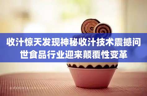 收汁惊天发现神秘收汁技术震撼问世食品行业迎来颠覆性变革