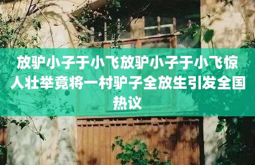 放驴小子于小飞放驴小子于小飞惊人壮举竟将一村驴子全放生引发全国热议