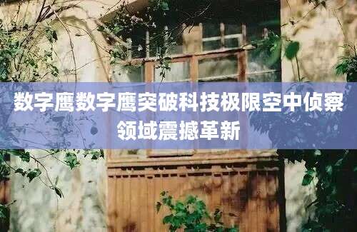 数字鹰数字鹰突破科技极限空中侦察领域震撼革新