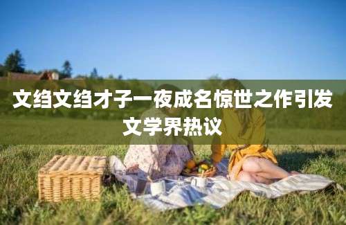 文绉文绉才子一夜成名惊世之作引发文学界热议