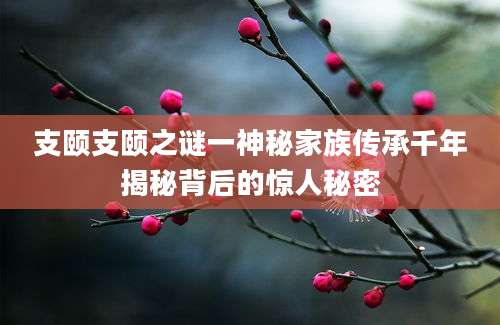 支颐支颐之谜一神秘家族传承千年揭秘背后的惊人秘密