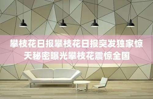 攀枝花日报攀枝花日报突发独家惊天秘密曝光攀枝花震惊全国
