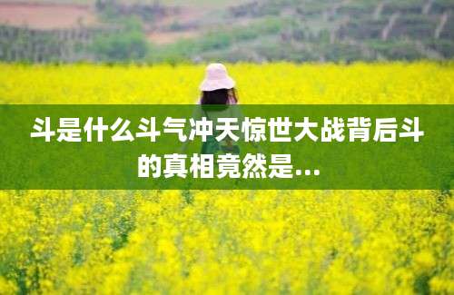 斗是什么斗气冲天惊世大战背后斗的真相竟然是...