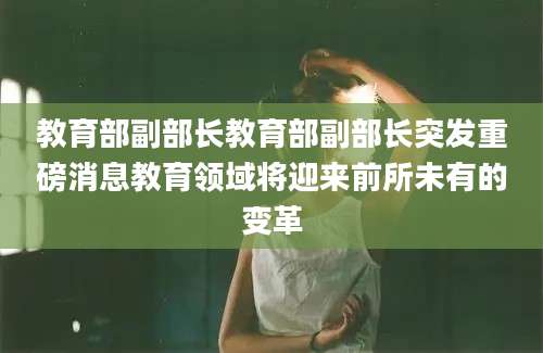 教育部副部长教育部副部长突发重磅消息教育领域将迎来前所未有的变革