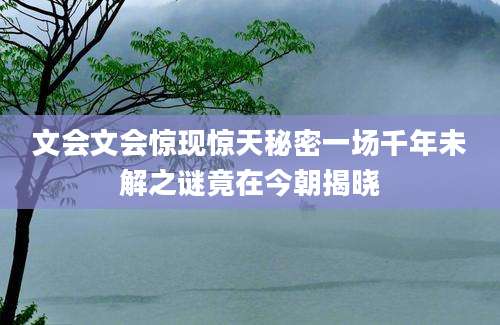 文会文会惊现惊天秘密一场千年未解之谜竟在今朝揭晓