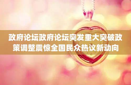 政府论坛政府论坛突发重大突破政策调整震惊全国民众热议新动向