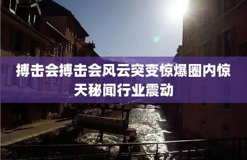 搏击会搏击会风云突变惊爆圈内惊天秘闻行业震动