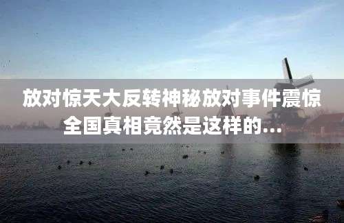放对惊天大反转神秘放对事件震惊全国真相竟然是这样的...