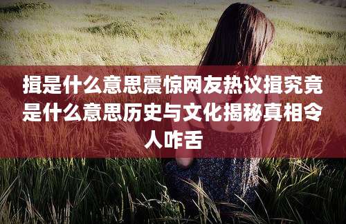 揖是什么意思震惊网友热议揖究竟是什么意思历史与文化揭秘真相令人咋舌