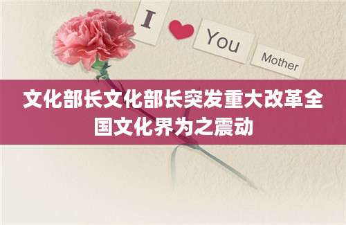 文化部长文化部长突发重大改革全国文化界为之震动