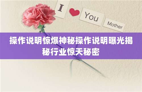 操作说明惊爆神秘操作说明曝光揭秘行业惊天秘密