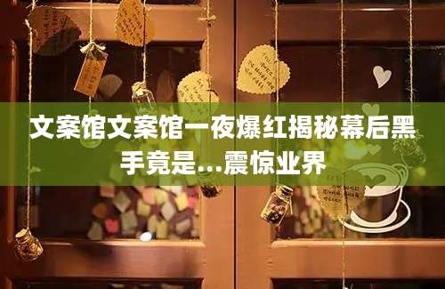 文案馆文案馆一夜爆红揭秘幕后黑手竟是...震惊业界