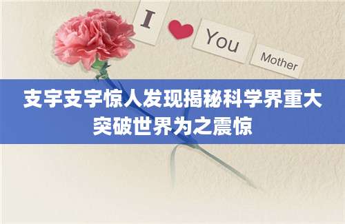 支宇支宇惊人发现揭秘科学界重大突破世界为之震惊