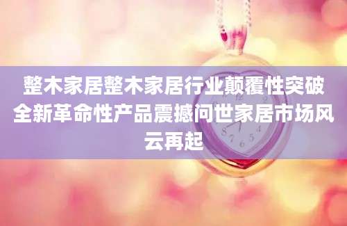 整木家居整木家居行业颠覆性突破全新革命性产品震撼问世家居市场风云再起
