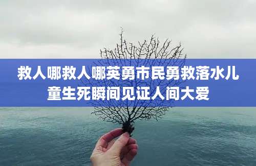 救人哪救人哪英勇市民勇救落水儿童生死瞬间见证人间大爱