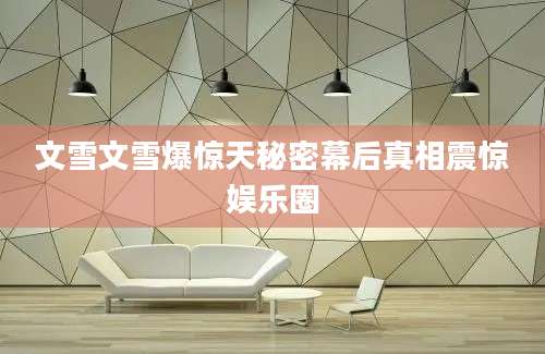文雪文雪爆惊天秘密幕后真相震惊娱乐圈