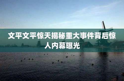 文平文平惊天揭秘重大事件背后惊人内幕曝光