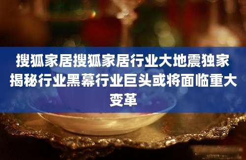 搜狐家居搜狐家居行业大地震独家揭秘行业黑幕行业巨头或将面临重大变革