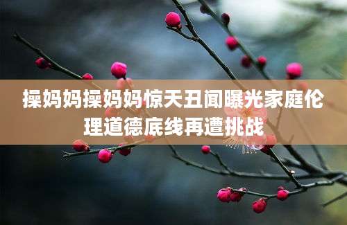 操妈妈操妈妈惊天丑闻曝光家庭伦理道德底线再遭挑战