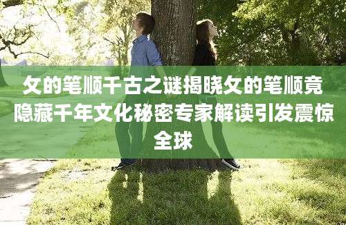攵的笔顺千古之谜揭晓攵的笔顺竟隐藏千年文化秘密专家解读引发震惊全球