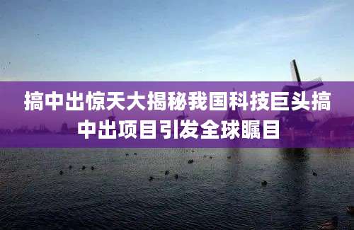 搞中出惊天大揭秘我国科技巨头搞中出项目引发全球瞩目