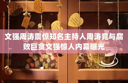 文强周涛震惊知名主持人周涛竟与腐败巨贪文强惊人内幕曝光