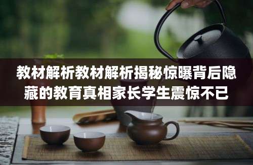 教材解析教材解析揭秘惊曝背后隐藏的教育真相家长学生震惊不已
