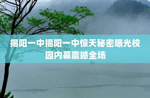揭阳一中揭阳一中惊天秘密曝光校园内幕震撼全场