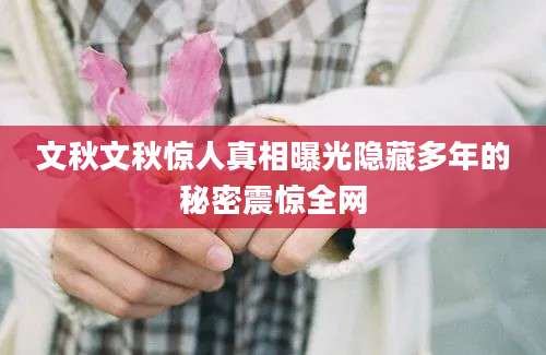 文秋文秋惊人真相曝光隐藏多年的秘密震惊全网