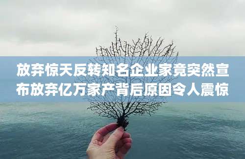 放弃惊天反转知名企业家竟突然宣布放弃亿万家产背后原因令人震惊