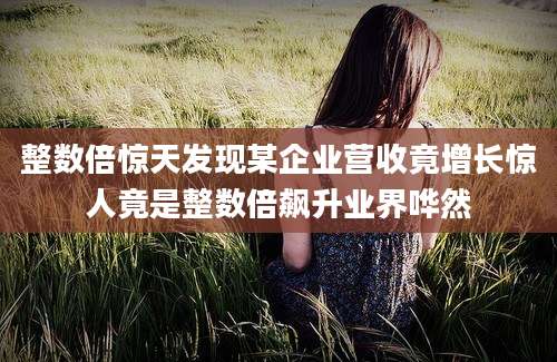 整数倍惊天发现某企业营收竟增长惊人竟是整数倍飙升业界哗然