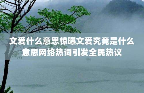 文爱什么意思惊曝文爱究竟是什么意思网络热词引发全民热议
