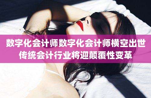 数字化会计师数字化会计师横空出世传统会计行业将迎颠覆性变革