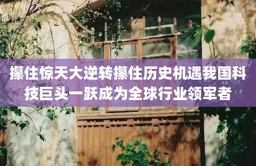 攥住惊天大逆转攥住历史机遇我国科技巨头一跃成为全球行业领军者