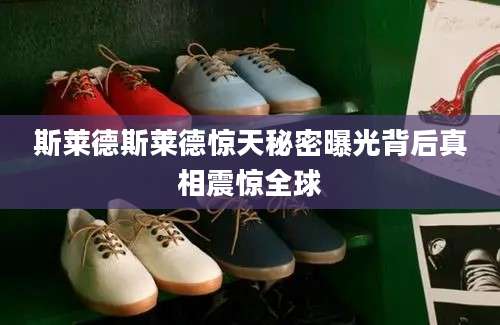 斯莱德斯莱德惊天秘密曝光背后真相震惊全球