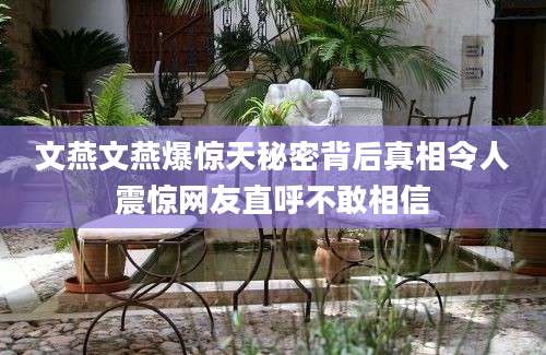 文燕文燕爆惊天秘密背后真相令人震惊网友直呼不敢相信