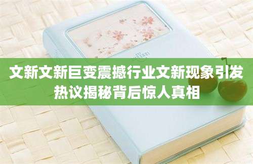 文新文新巨变震撼行业文新现象引发热议揭秘背后惊人真相