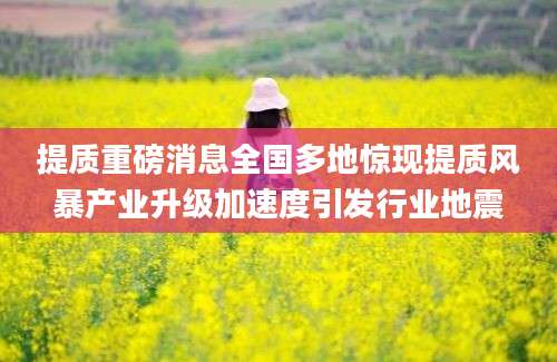 提质重磅消息全国多地惊现提质风暴产业升级加速度引发行业地震