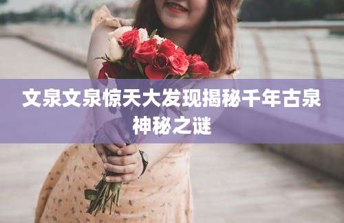 文泉文泉惊天大发现揭秘千年古泉神秘之谜