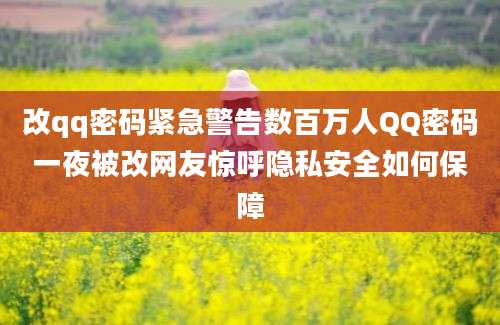 改qq密码紧急警告数百万人QQ密码一夜被改网友惊呼隐私安全如何保障