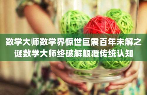 数学大师数学界惊世巨震百年未解之谜数学大师终破解颠覆传统认知