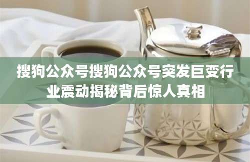 搜狗公众号搜狗公众号突发巨变行业震动揭秘背后惊人真相