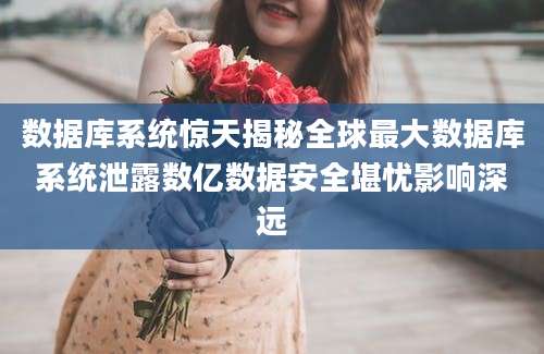 数据库系统惊天揭秘全球最大数据库系统泄露数亿数据安全堪忧影响深远