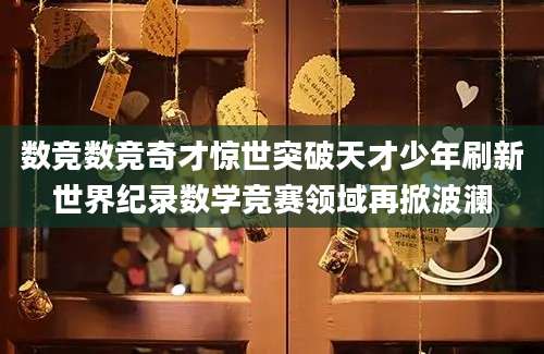 数竞数竞奇才惊世突破天才少年刷新世界纪录数学竞赛领域再掀波澜