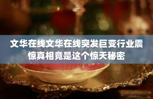 文华在线文华在线突发巨变行业震惊真相竟是这个惊天秘密