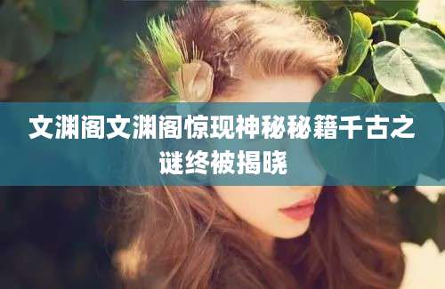 文渊阁文渊阁惊现神秘秘籍千古之谜终被揭晓