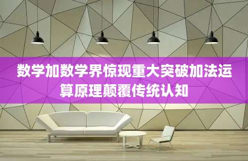 数学加数学界惊现重大突破加法运算原理颠覆传统认知