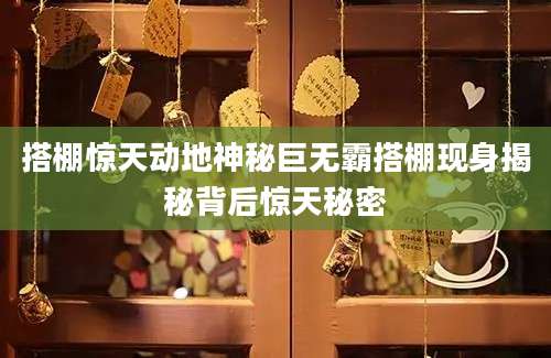 搭棚惊天动地神秘巨无霸搭棚现身揭秘背后惊天秘密