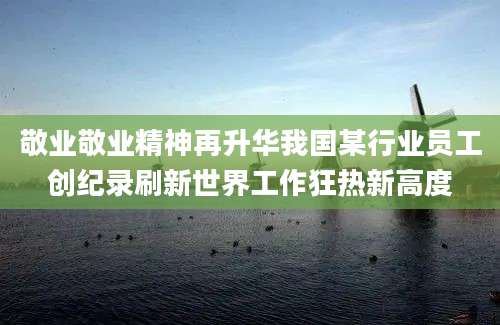 敬业敬业精神再升华我国某行业员工创纪录刷新世界工作狂热新高度